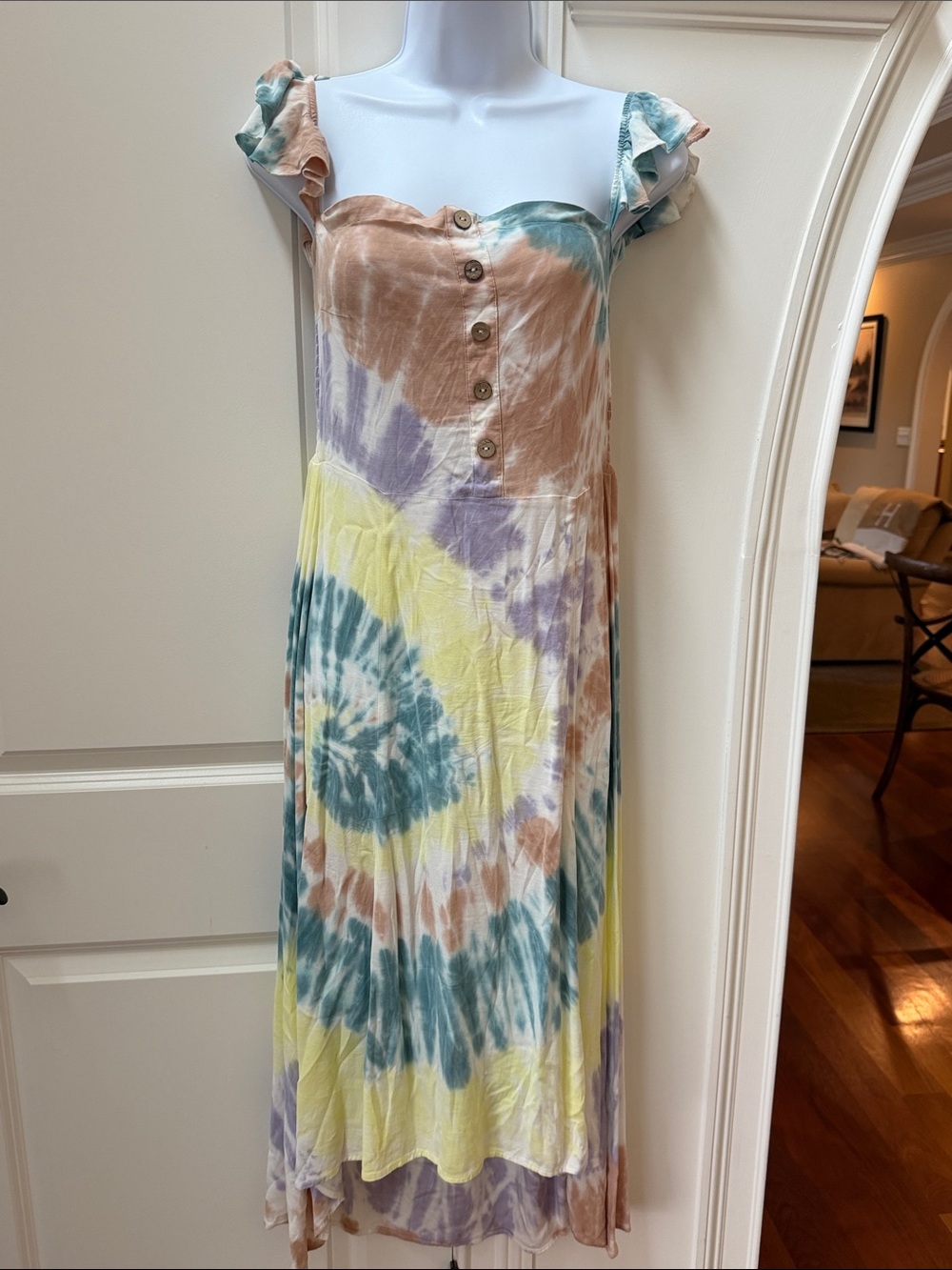 Chaser Tie-Dye Midi Dress with Button Front